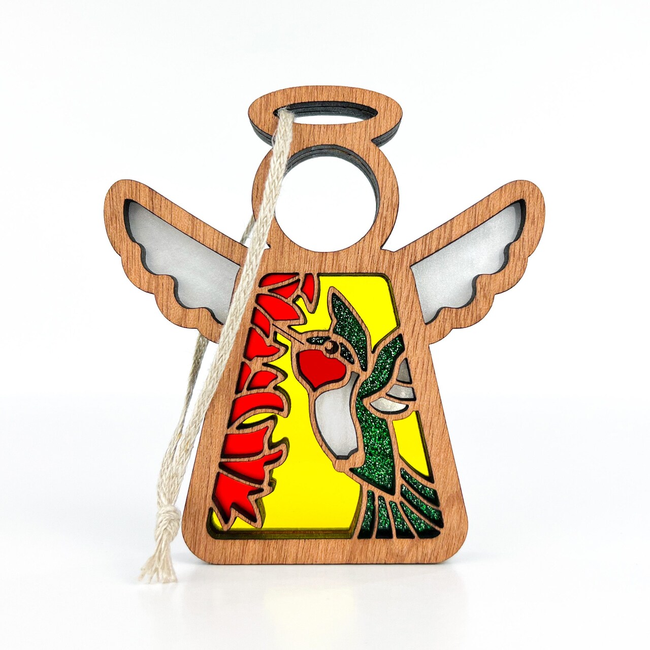 3.5" (H) Ruby-Throated Hummingbird Ornament - Handcrafted in Texas - Mother's Angels® Christmas Angel Wings Figurine